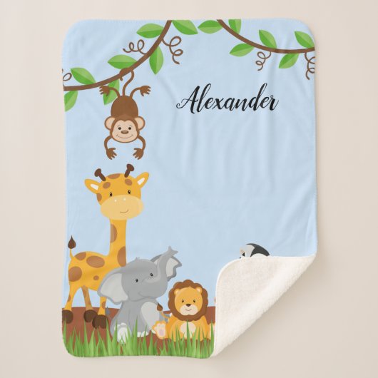 Cute Oerwoud Baby Animal Sherpa Deken (Voorkant)