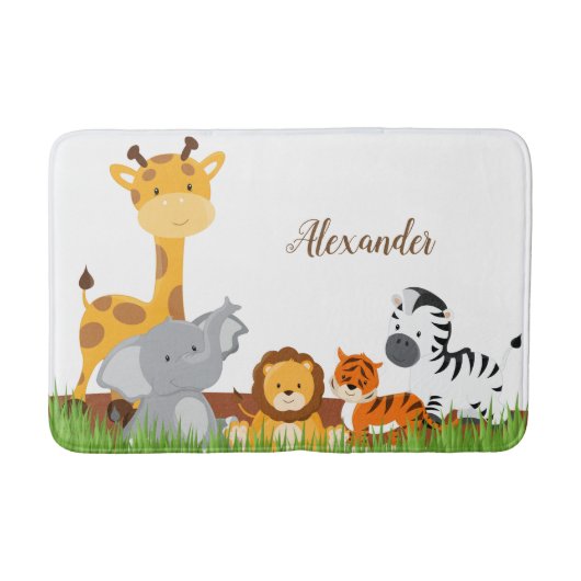 Cute Oerwoud Baby Animals Bath Mat (Voorkant)