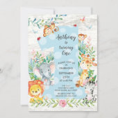 Cute Oerwoud Big One Boys Birthday Invitation Kaart