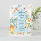 Cute Oerwoud Big One Boys Birthday Invitation Kaart