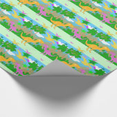 Cute Oerwoud Dinosaurs Cadeaupapier (Hoek)