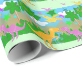 Cute Oerwoud Dinosaurs Cadeaupapier (Rol Hoek)