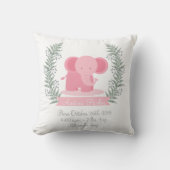Cute Oerwoud Elephant Baby Girl Announge Pillow Kussen (Voorkant)