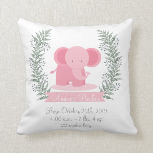 Cute Oerwoud Elephant Baby Girl Announge Pillow Kussen