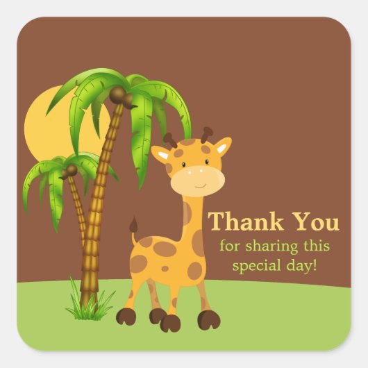 Cute Oerwoud Elephant Bedankt Sticker (Voorkant)