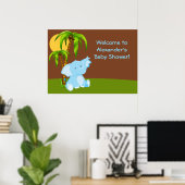 Cute Oerwoud Elephant Boy Baby shower Poster (Thuiskantoor)