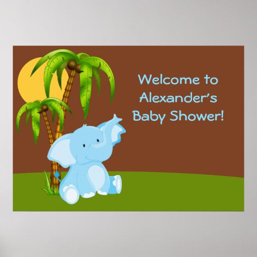 Cute Oerwoud Elephant Boy Baby shower Poster (Voorkant)