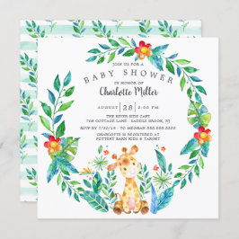 Cute Oerwoud Giraffe Baby shower Kaart