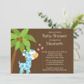Cute Oerwoud Giraffe Boy Baby shower Invitation Kaart (Staand voorkant)