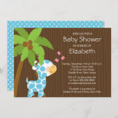 Cute Oerwoud Giraffe Boy Baby shower Invitation Kaart (Voorkant / Achterkant)