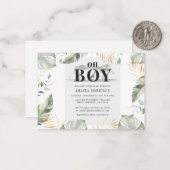 Cute Oerwoud Giraffe Boy Baby shower Notitiekaartje (Voorkant / Achterkant in situ)