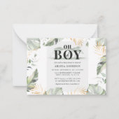 Cute Oerwoud Giraffe Boy Baby shower Notitiekaartje (Voorkant)