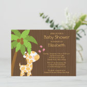 Cute Oerwoud Giraffe Neutrale Baby shower Uitnodig Kaart (Staand voorkant)