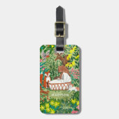 Cute Oerwoud Green Animal Forest New Born baby Bagagelabel (Voorkant verticaal)