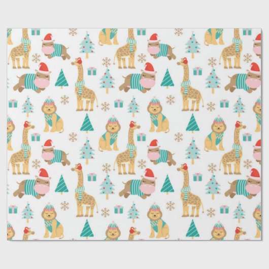 Cute Oerwoud Kerstmis Pattern Cadeaupapier (Vlak)