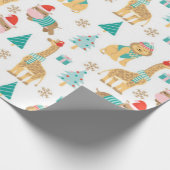 Cute Oerwoud Kerstmis Pattern Cadeaupapier (Hoek)