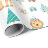 Cute Oerwoud Kerstmis Pattern Cadeaupapier (Rol Hoek)