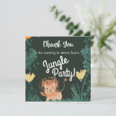 Cute Oerwoud Lion Art Safari Birthday Party Bedank (Staand voorkant)