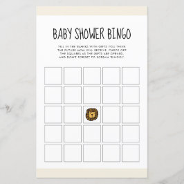 Cute oerwoud lion Baby shower Bingo game
