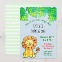 Cute Oerwoud Lion First Birthday Uitnodiging