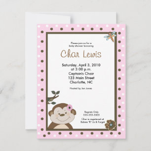 Cute Oerwoud Monkey Baby shower Invitation Kaart
