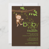 Cute Oerwoud Monkey Baby Shower-uitnodigingen Kaart (Voorkant)