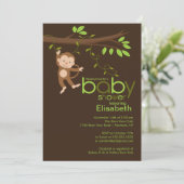 Cute Oerwoud Monkey Baby Shower-uitnodigingen Kaart (Staand voorkant)