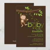 Cute Oerwoud Monkey Baby Shower-uitnodigingen Kaart (Voorkant / Achterkant)