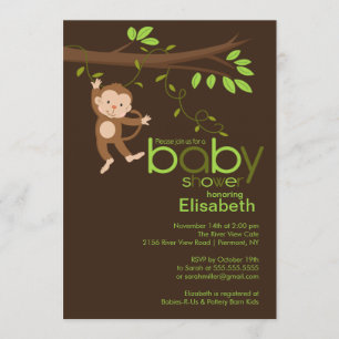 Cute Oerwoud Monkey Baby Shower-uitnodigingen Kaart