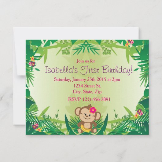 Cute Oerwoud Monkey Celebration Kaart (Voorkant)