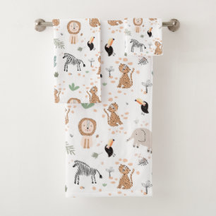 Cute Oerwoud Rainforest Animals Patroon Bad Handdoek