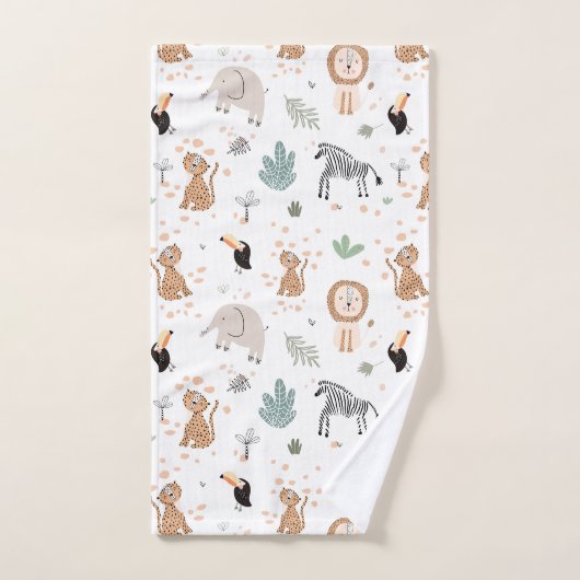 Cute Oerwoud Rainforest Animals Patroon Bad Handdoek (Handdoek)