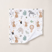 Cute Oerwoud Rainforest Animals Patroon Bad Handdoek (Wasdoekje)