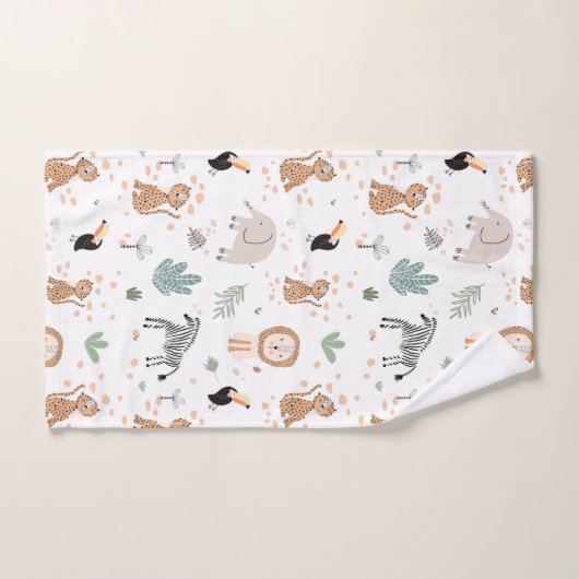 Cute Oerwoud Rainforest Animals Patroon Bad Handdoek (Handdoek)