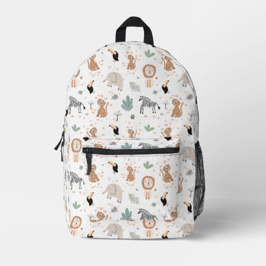 Cute Oerwoud Rainforest Animals Patroon Bedrukte Rugzak (Voorkant)