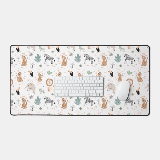 Cute Oerwoud Rainforest Animals Patroon Bureaumat (Keyboard & Muis)