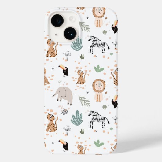 Cute Oerwoud Rainforest Animals Patroon Case-Mate iPhone Case (Achterkant)