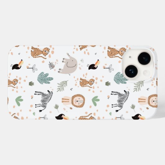 Cute Oerwoud Rainforest Animals Patroon Case-Mate iPhone Case (Achterkant (horizontaal))