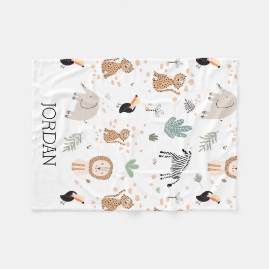 Cute Oerwoud Rainforest Animals Patroon Fleece Deken (Voorkant (Horizontaal))