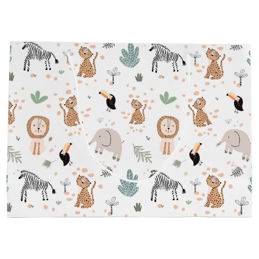 Cute Oerwoud Rainforest Animals Patroon Groot Cadeauzakje (Achterkant)