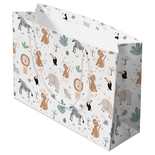 Cute Oerwoud Rainforest Animals Patroon Groot Cadeauzakje (Achterkant Gekanteld)