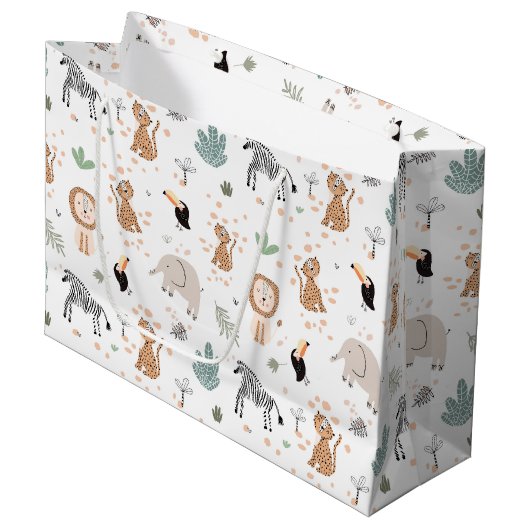 Cute Oerwoud Rainforest Animals Patroon Groot Cadeauzakje (Voorkant Gekanteld)