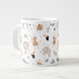 Cute Oerwoud Rainforest Animals Patroon Grote Koffiekop