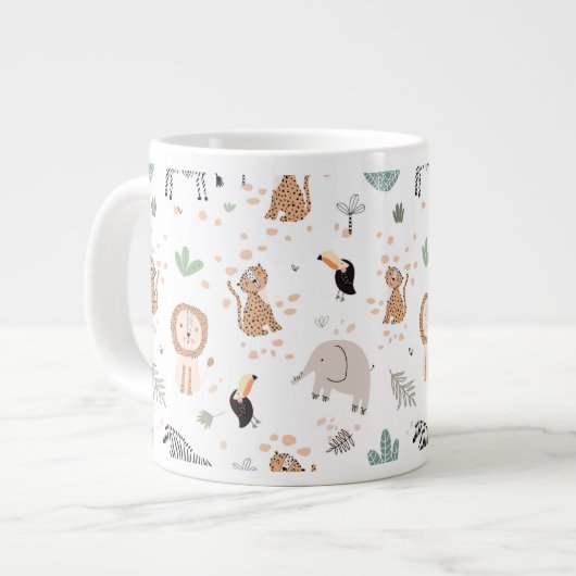 Cute Oerwoud Rainforest Animals Patroon Grote Koffiekop (Links)