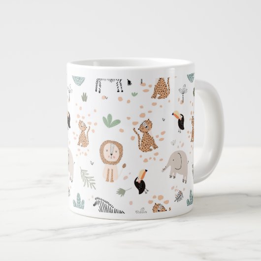 Cute Oerwoud Rainforest Animals Patroon Grote Koffiekop (Voorkant rechts)