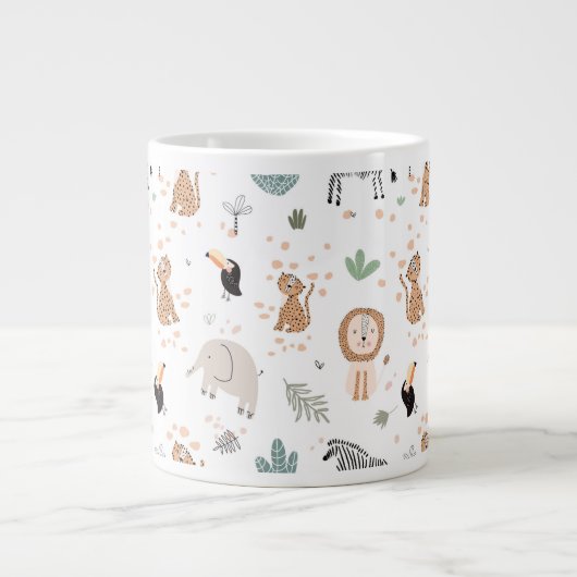 Cute Oerwoud Rainforest Animals Patroon Grote Koffiekop (Voorkant)