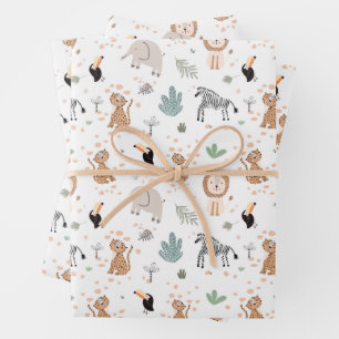 Cute Oerwoud Rainforest Animals Patroon Inpakpapier Vel
