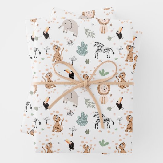 Cute Oerwoud Rainforest Animals Patroon Inpakpapier Vel (In situ)