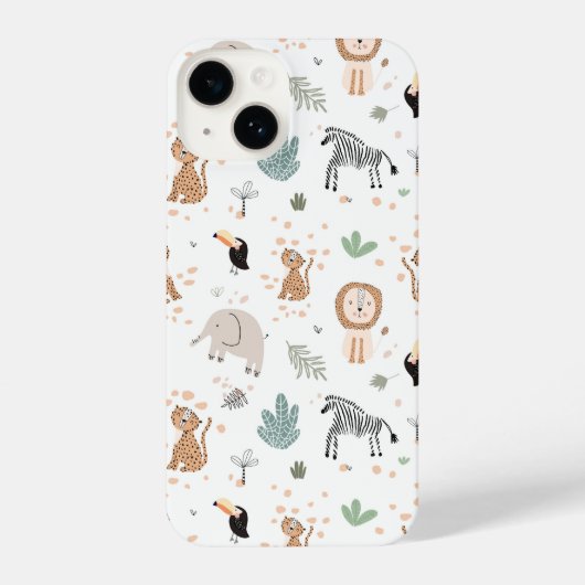 Cute Oerwoud Rainforest Animals Patroon iPhone Hoesje (Achterkant)