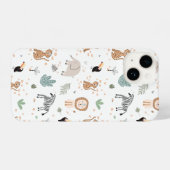 Cute Oerwoud Rainforest Animals Patroon iPhone Hoesje (Achterkant horizontaal)